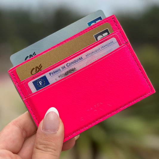 PORTE CARTES - ROSE FLUO