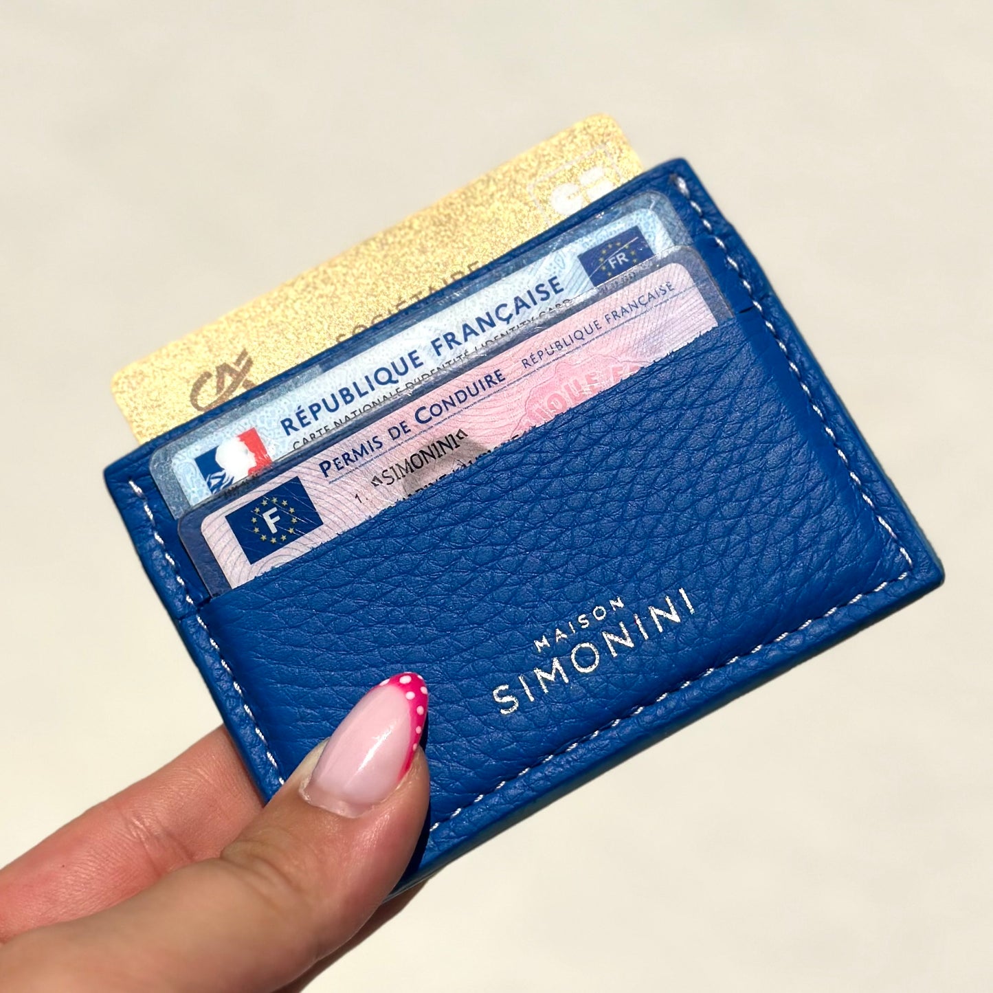 PORTE CARTES - BLEU GRAINÉ